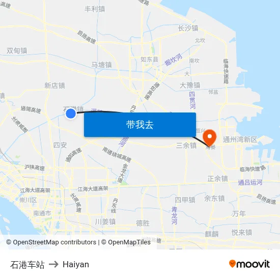 石港车站 to Haiyan map