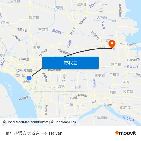 青年路通京大道东 to Haiyan map