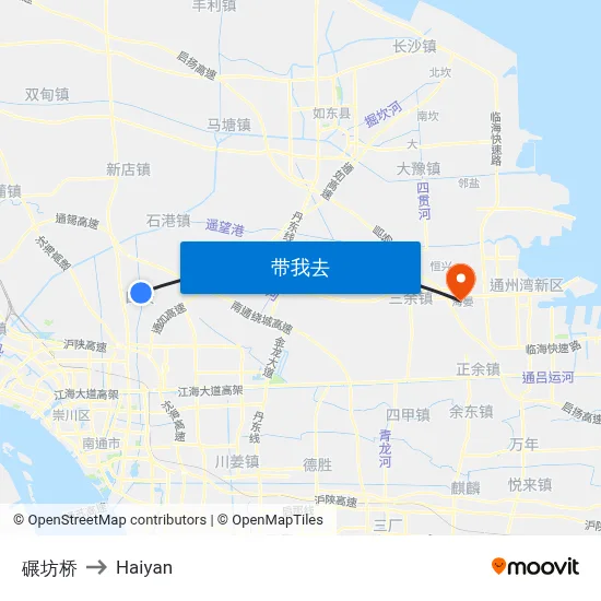 碾坊桥 to Haiyan map
