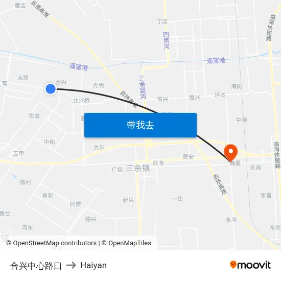 合兴中心路口 to Haiyan map