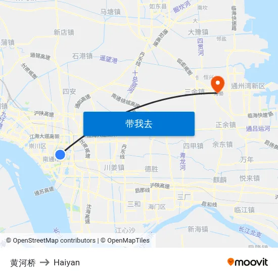 黄河桥 to Haiyan map