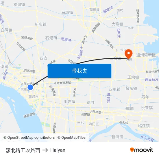 濠北路工农路西 to Haiyan map
