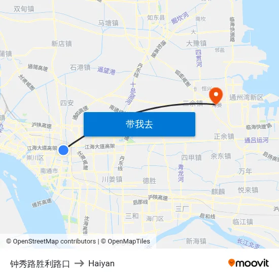 钟秀路胜利路口 to Haiyan map