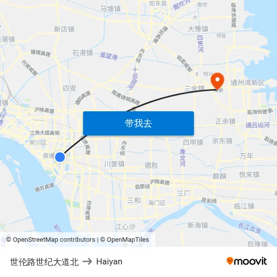 世伦路世纪大道北 to Haiyan map