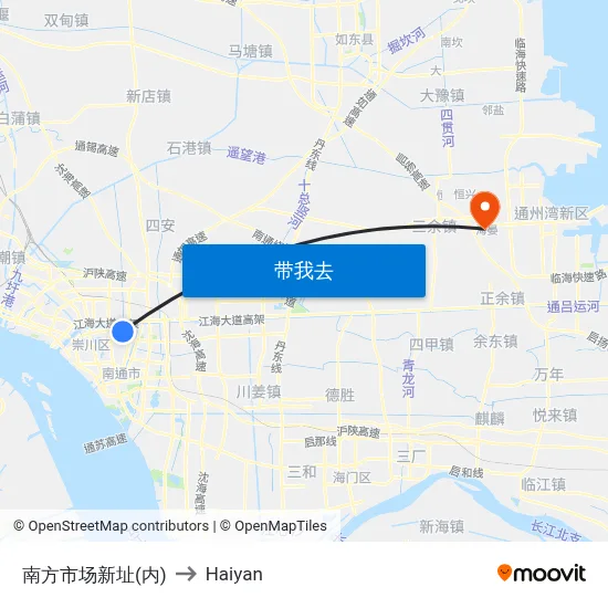 南方市场新址(内) to Haiyan map
