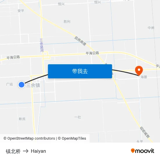 镇北桥 to Haiyan map