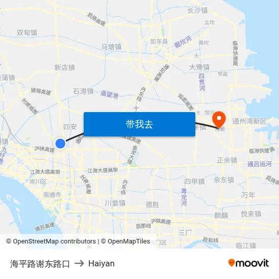 海平路谢东路口 to Haiyan map