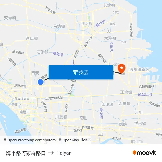 海平路何家桥路口 to Haiyan map