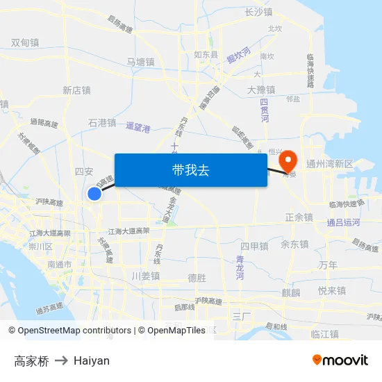 高家桥 to Haiyan map