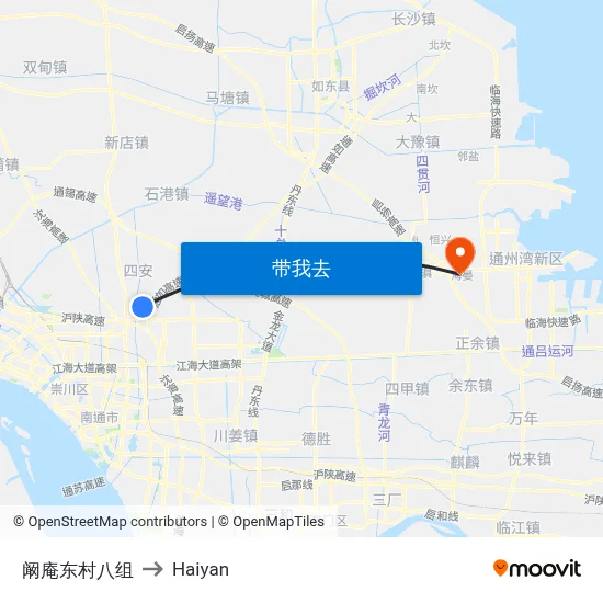 阚庵东村八组 to Haiyan map
