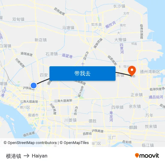 横港镇 to Haiyan map