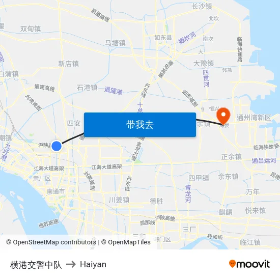 横港交警中队 to Haiyan map
