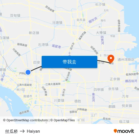 丝瓜桥 to Haiyan map