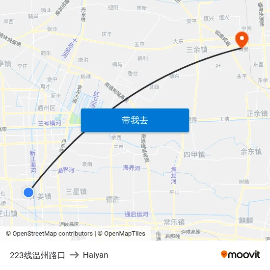 223线温州路口 to Haiyan map