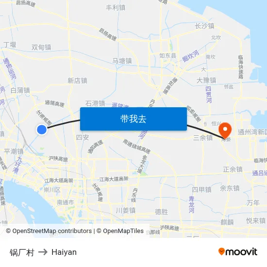 锅厂村 to Haiyan map