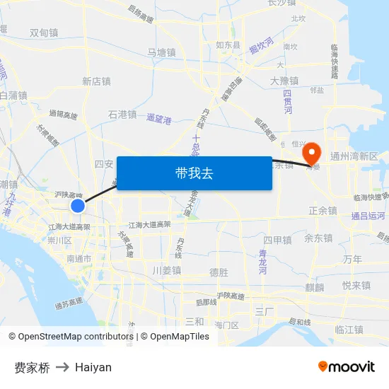 费家桥 to Haiyan map