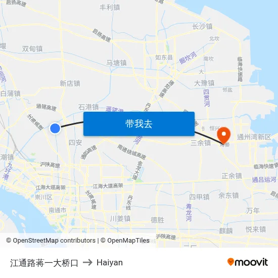 江通路蒋一大桥口 to Haiyan map