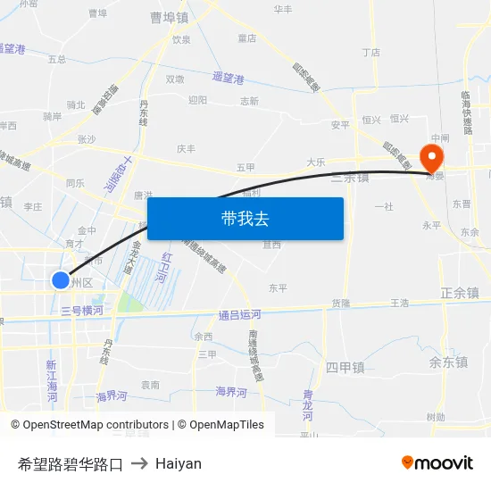 希望路碧华路口 to Haiyan map