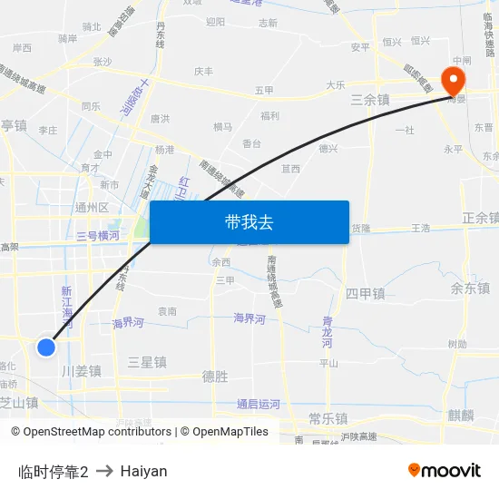 临时停靠2 to Haiyan map