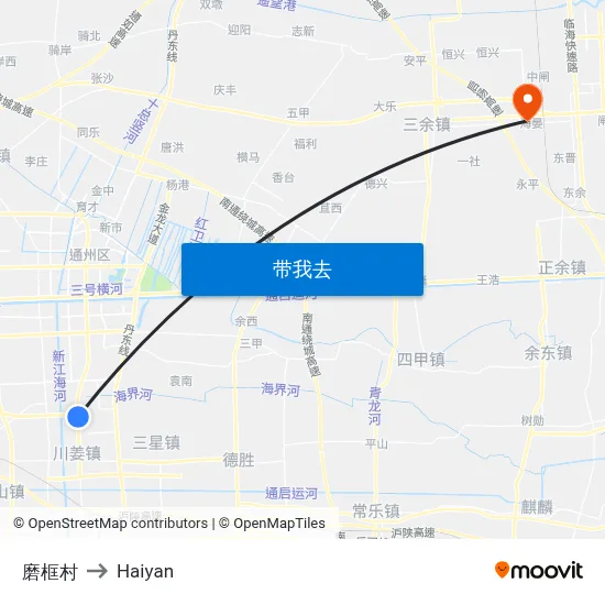 磨框村 to Haiyan map