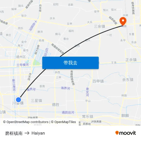磨框镇南 to Haiyan map