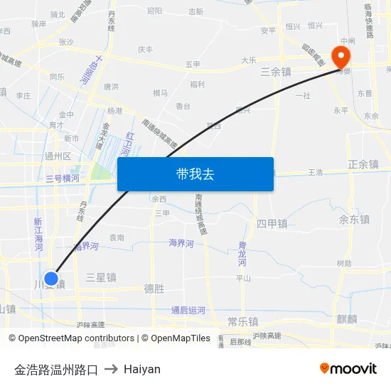 金浩路温州路口 to Haiyan map