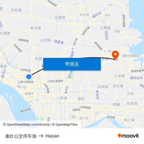 秦灶公交停车场 to Haiyan map