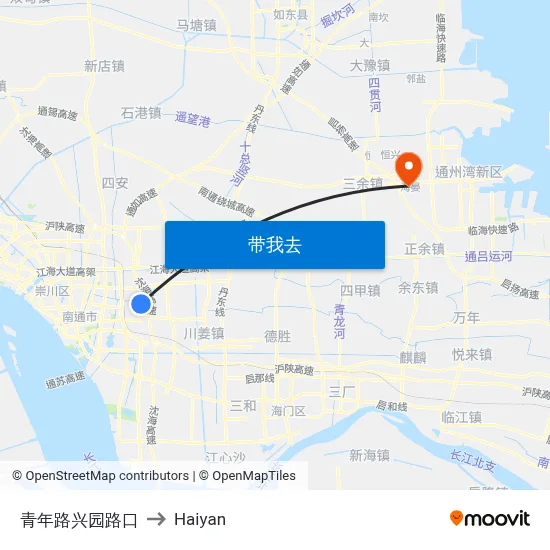 青年路兴园路口 to Haiyan map