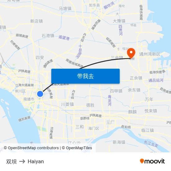 双坝 to Haiyan map