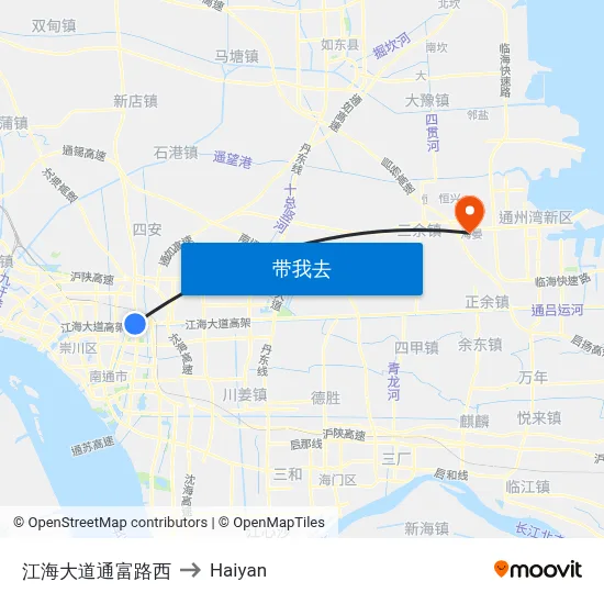 江海大道通富路西 to Haiyan map