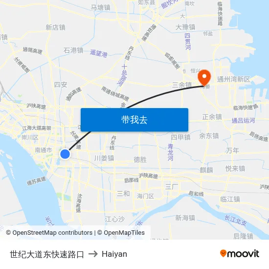 世纪大道东快速路口 to Haiyan map