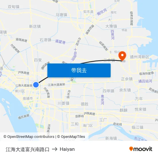 江海大道富兴南路口 to Haiyan map