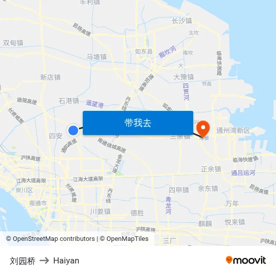 刘园桥 to Haiyan map