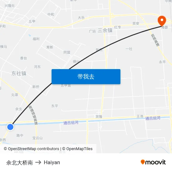 余北大桥南 to Haiyan map
