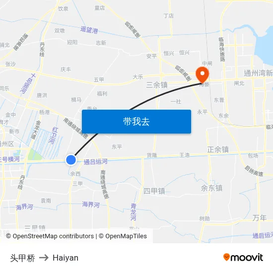头甲桥 to Haiyan map