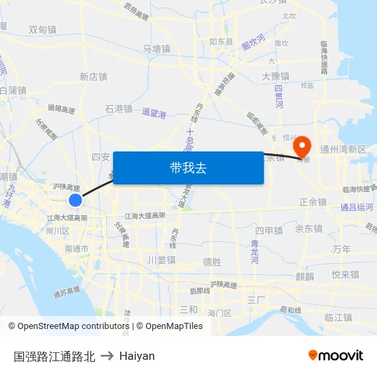 国强路江通路北 to Haiyan map