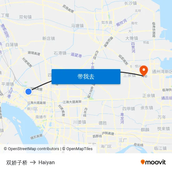 双娇子桥 to Haiyan map
