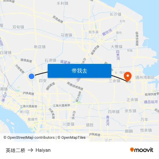 英雄二桥 to Haiyan map
