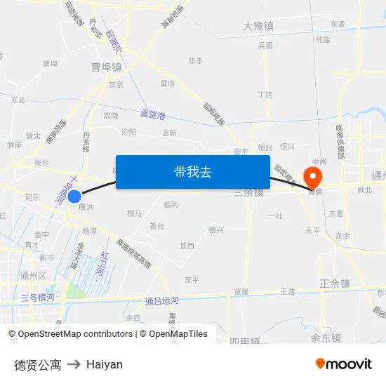 德贤公寓 to Haiyan map