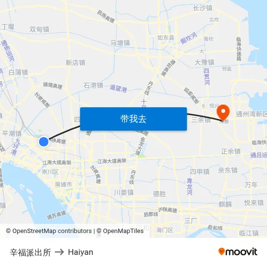 辛福派出所 to Haiyan map