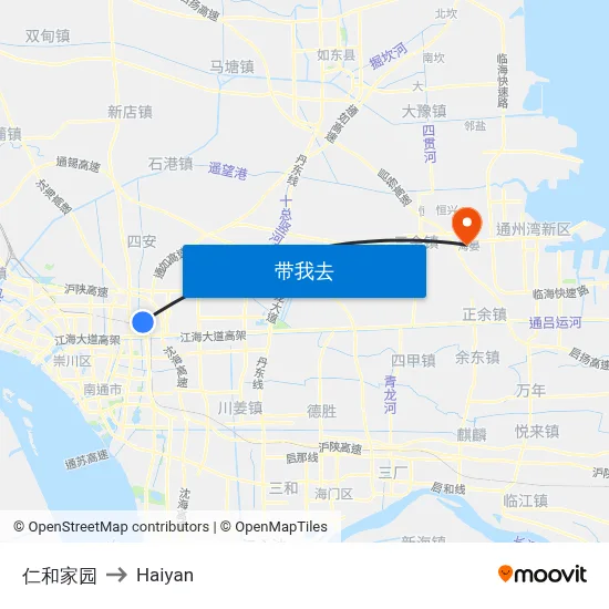 仁和家园 to Haiyan map
