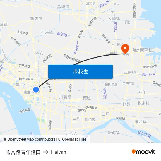 通富路青年路口 to Haiyan map