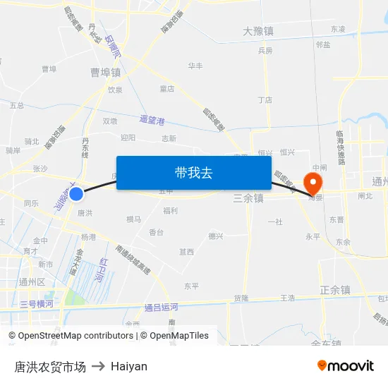 唐洪农贸市场 to Haiyan map