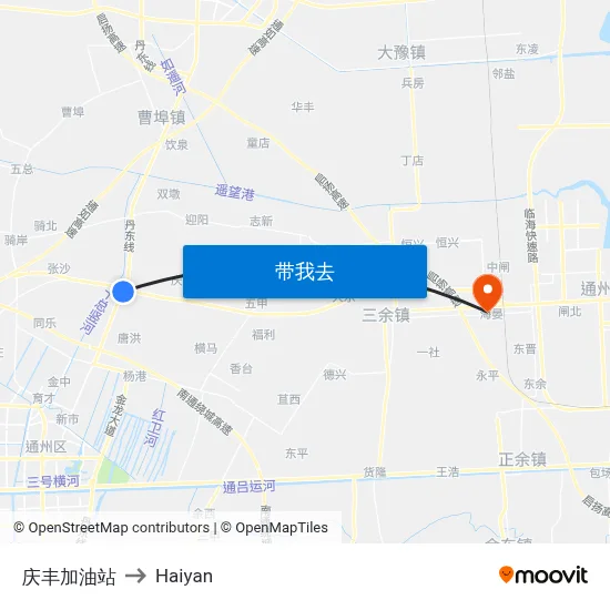 庆丰加油站 to Haiyan map