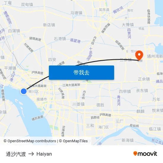 通沙汽渡 to Haiyan map