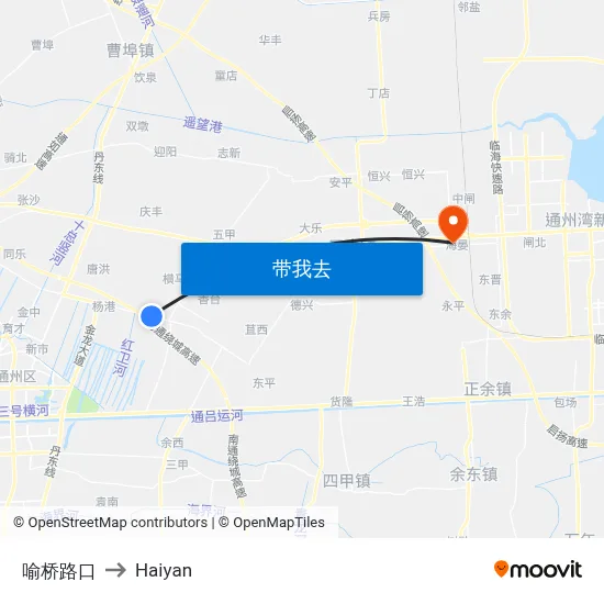 喻桥路口 to Haiyan map