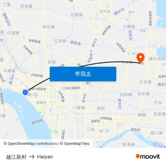 越江新村 to Haiyan map