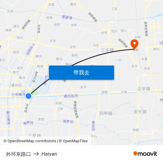 外环东路口 to Haiyan map