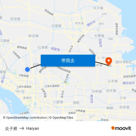 尖子桥 to Haiyan map
