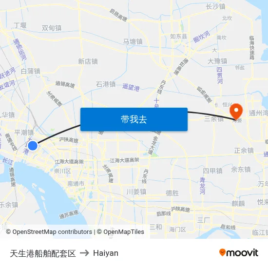 天生港船舶配套区 to Haiyan map